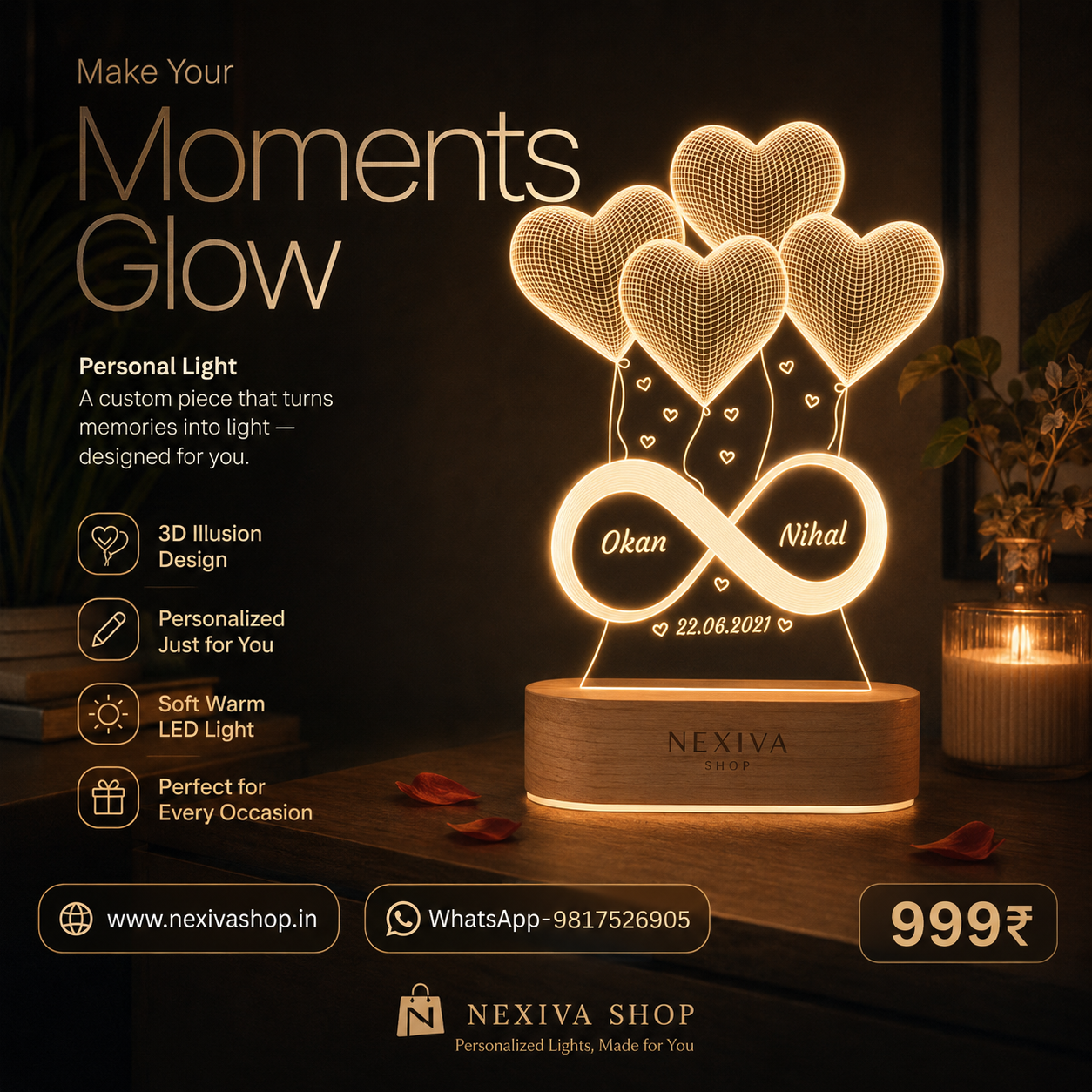 Nexiva Shop Personalized 3D LED Lamp