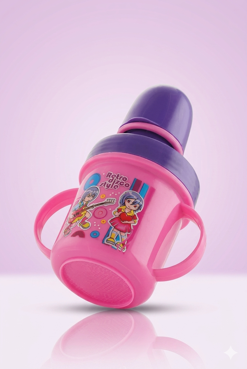 Hippo Baby Sipper/ Milk Bottle for Infant/Toddler 250 ml, Anti-Spill Sippy Cup with Soft Silicone Nipple BPA Free, with Steel Inner (Multicolor) Other Kids Accessories