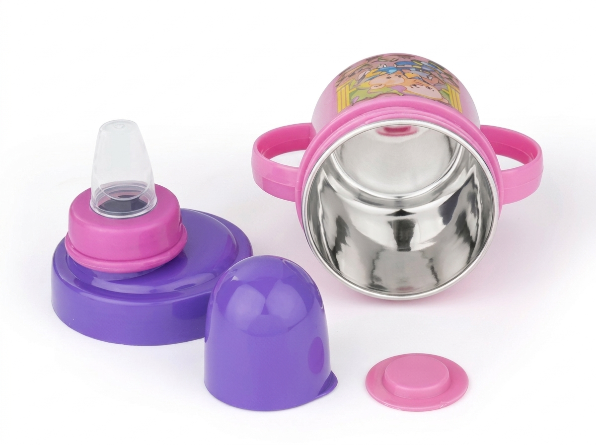 Hippo Baby Sipper/ Milk Bottle for Infant/Toddler 250 ml, Anti-Spill Sippy Cup with Soft Silicone Nipple BPA Free, with Steel Inner (Multicolor) Other Kids Accessories